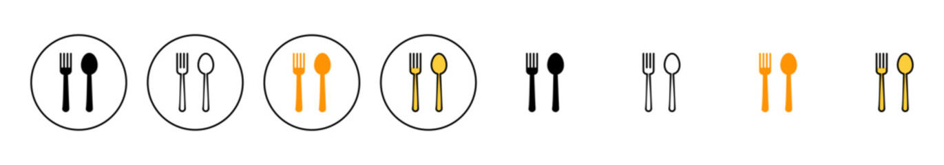 spoon and fork icon set vector. spoon, fork and knife icon vector. restaurant sign and symbol