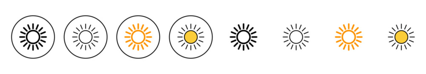 Fototapeta premium Sun icon set vector. Brightness sign and symbol.