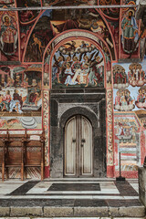 Fototapeta premium Rila Monastery hallway with paints