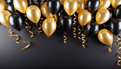 Golden and Black Balloons: A Festive Celebration Background