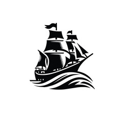 Ship Pirate Black template logo dowload