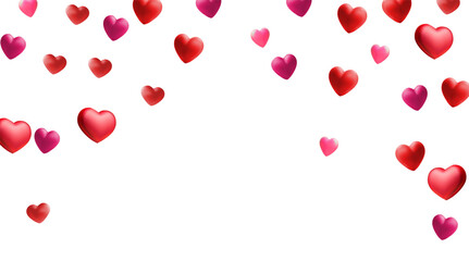 Valentine's hearts isolated on transparent background. Vector red symbols of love border for romantic banner or Happy Mother's Day greeting card design