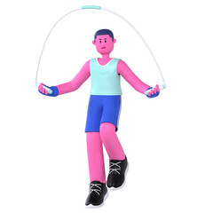 Boy Jumping Rope Gym Fitness Exercise