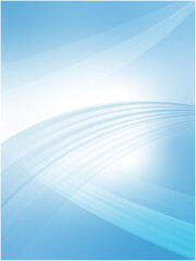 淡い空間に透明感あふれるウェーブラインが流れる抽象的背景_水色_縦