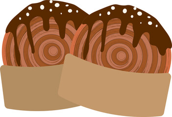Illustration of Cromboloni with chocolate