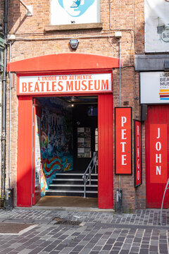  Liverpool, united kingdom May, 16, 2023 View of the entrance to the Liverpool Beatles Museum, formerly called the Magical Beatles Museum.