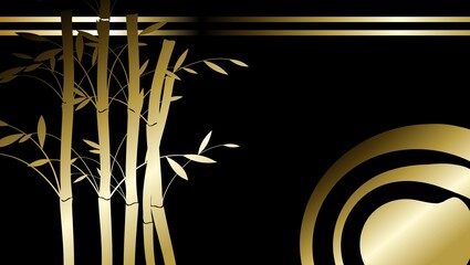 golden luxury asian bamboo banner elegant black  background illustration