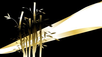 golden luxury asian bamboo banner elegant black  background illustration