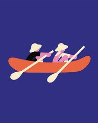 simple illustration of two people rowing