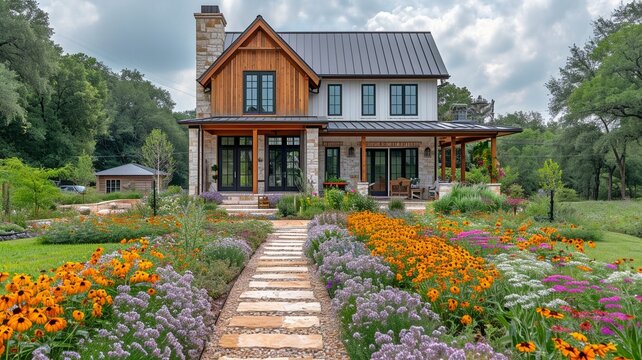 An amateur photographer captured this image of a recently constructed Austin, Texas, farmhouse-style home. .