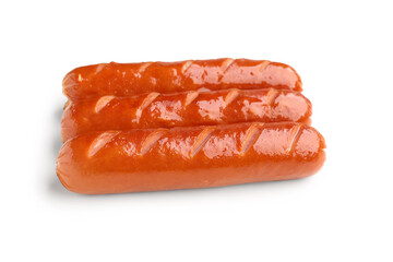 Tasty grilled sausages isolated on white background