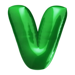 Bubble letter V font blue - Alphabet 3d render