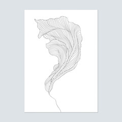 Black and white abstract line art illustration wall decoration