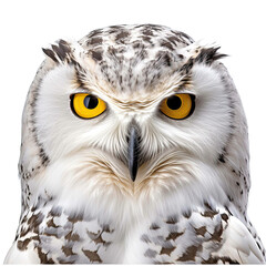 Obraz premium Snowy owl face shot isolated on transparent background