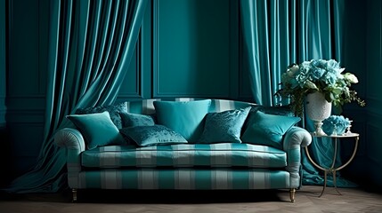 Shades of blue and teal dance gracefully in horizontal stripes, casting a soothing ambiance.