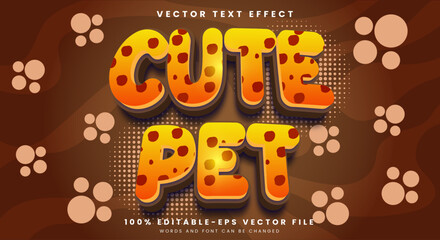 Cute Pet 3d cartoon Style editable text effect template