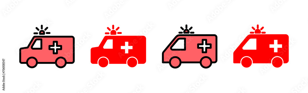 Wall mural ambulance icon set illustration. ambulance truck sign and symbol. ambulance car