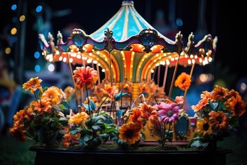 Carnival Carousel: Combine the vibrant colors of a carnival. - obrazy, fototapety, plakaty