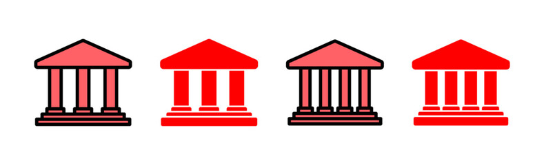 Bank icon set illustration. Bank sign and symbol, museum, university