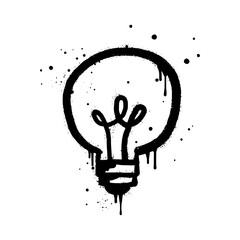 Spray painted graffiti bulb icon. Symbol of idea, creativity drip symbol. isolated on white background. vector illustration © Receh Lancar Jaya