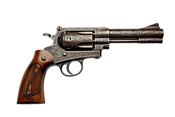 Pistol revolver isolated on a Transparent background. Generative AI - obrazy, fototapety, plakaty