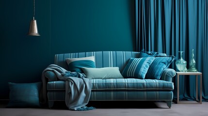 Shades of blue and teal dance gracefully in horizontal stripes, casting a soothing ambiance.