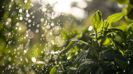 Fototapeta na wymiar rain drops on leaves