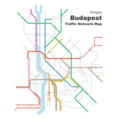 Layered editable vector illustration of Traffic Network Map of Budapest,Hungary