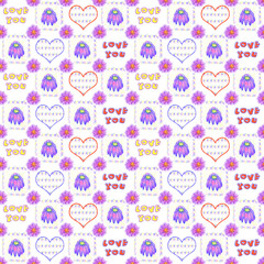 Love You Valentine's Day Drawn Art Seamless Pattern