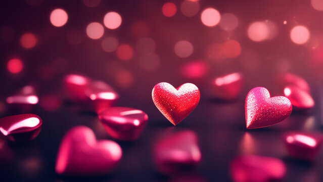 valentine hearts background with bokeh effect. 