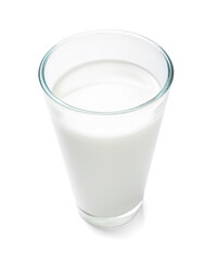 Glass of fresh milk isolated on white background