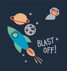 blast off plane etc. t-shirt graphic design vector illustration 