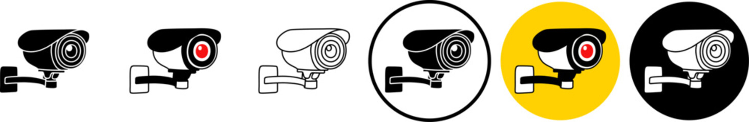 set CCTV Surveillance and monitoring camera icon sign. security cameras outdoor logo design vector