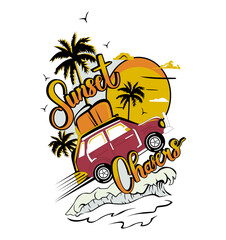  Sunset chasers t-shirt graphic design vector illustration 