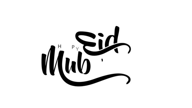 isolated calligraphy of happy eid mubarak with black color