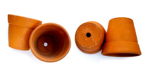 Plant pots on white background.