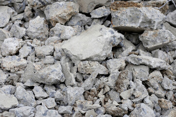 Piles of rubble after house demolition