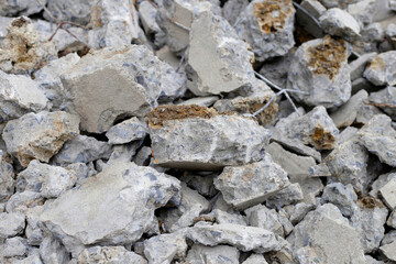Piles of rubble after house demolition