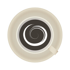 コーヒーが入ったカップを上から見たイラスト