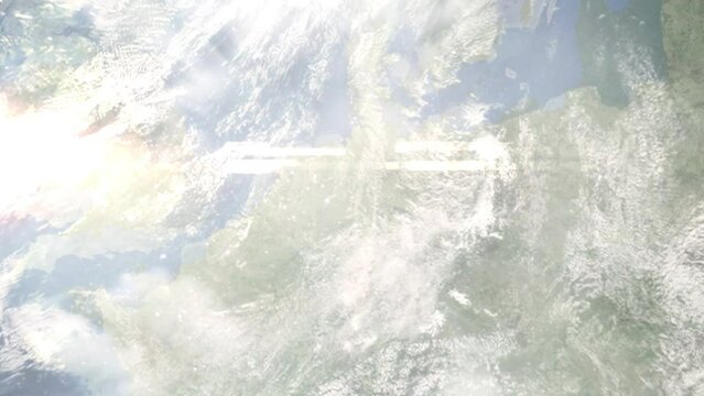 Zoom in from space and focus on Enger, Germany. 3D Animation. Background for travel intro. Elements of this image furnished by NASA.