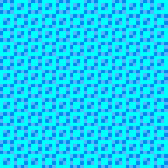 Blue squares and square outlines over blue checkered background