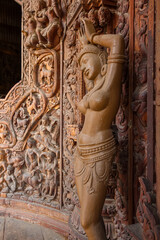 Fototapeta na wymiar Wooden sculptures. The Temple of Truth. The city of Pattaya. Thailand.
