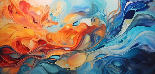 Liquid waves in a stunning display of color, blending seamlessly in an abstract composition that evokes a sense of fluid harmony