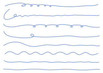 手描きの飾り罫線・ラインのイラストセット（波線、くるくる線）