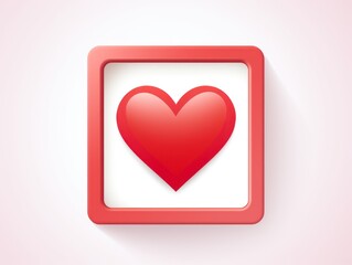 Heart in red frame, flat style
