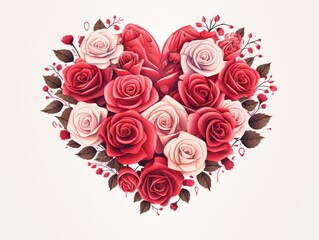 Heart-shaped rose bouquet illustration