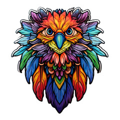 Colorful Artistic Illustration of a Parrot - Vibrant Stylized Avian Design with Floral Patterns