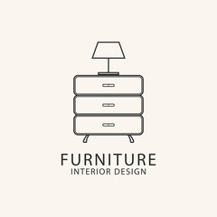 furniture line art logo design vector