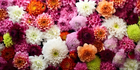 Fototapeta na wymiar A Beautiful Array of Colorful Blooming Dahlias