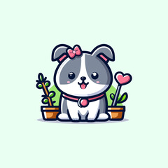 cute dog sitting cartoon vector icon illustration animal nature icon concept